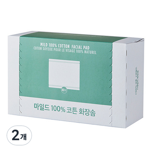 더페이스샵 데일리 마일드 100% 코튼 화장솜, 80개입, 2개