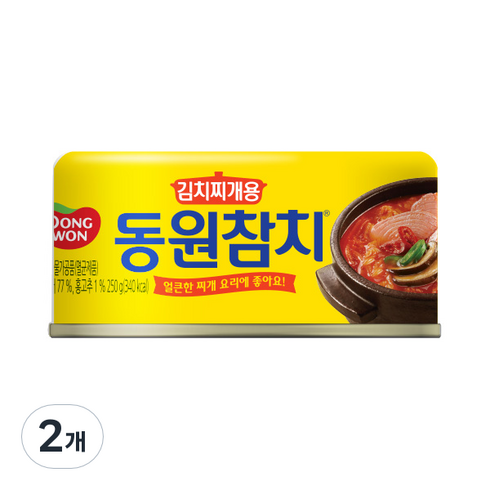 김치찌개용참치 - 동원 김치찌개용 참치 통조림, 250g, 2개