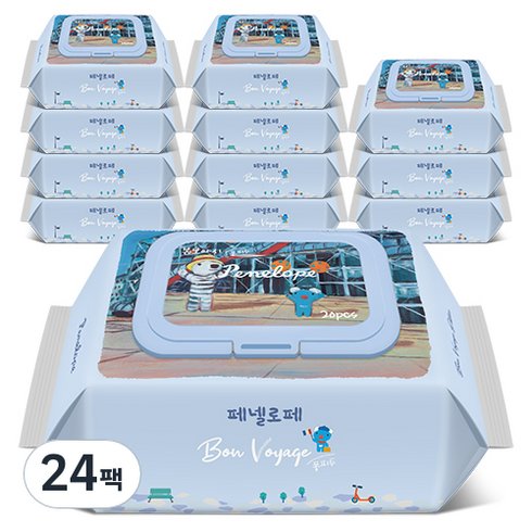 페넬로페 본보야지 퐁피두 아기물티슈 휴대캡형 75평량, 24팩, 20매