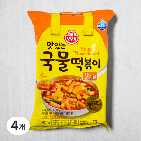 똑이네떡볶이 - 오뚜기 맛있는 국물 떡볶이, 424g, 4개