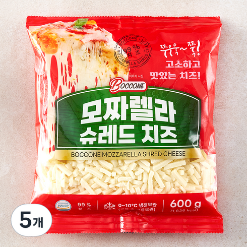 보꼬네 모짜렐라 슈레드 치즈, 600g, 5개