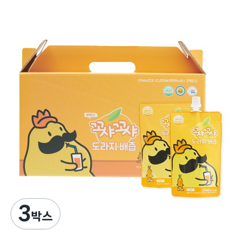 꼬샤꼬샤 도라지 배즙 스탠딩 파우치 타입, 2200ml, 3개