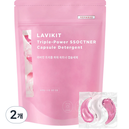 라비킷 트리플 파워 쏙트너 올인원 캡슐세제 베이비머스크향, 30개입, 2개