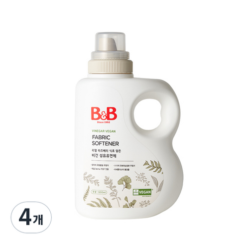 비앤비 비건 섬유유연제 용기형, 4개, 1500ml