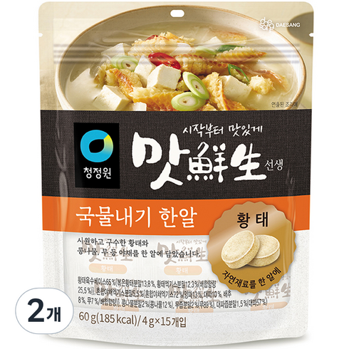 대상 청정원 맛선생 황태 국물내기 한알, 60g, 2개