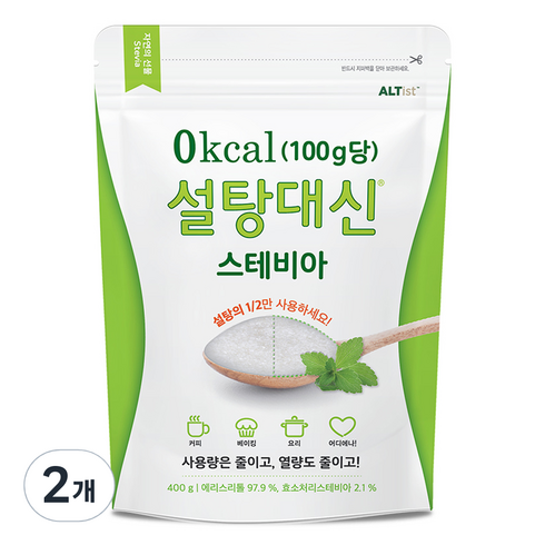 스테비아 - 바이오믹스 설탕대신 스테비아 에리스리톨 설탕, 400g, 2개