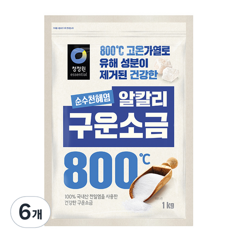 청정원구운소금 - 청정원 천일염 구운소금, 1kg, 6개