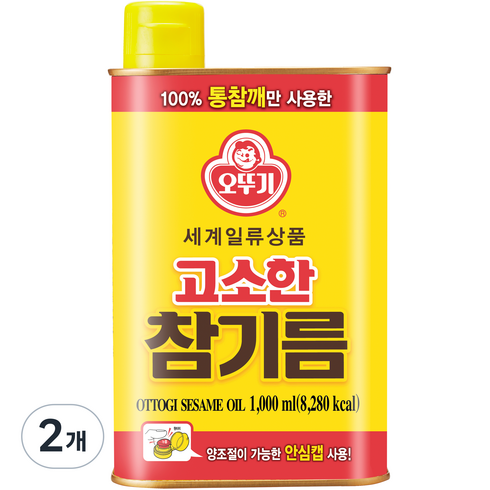 고소한참기름 - 오뚜기 고소한 참기름 캔, 1L, 2개