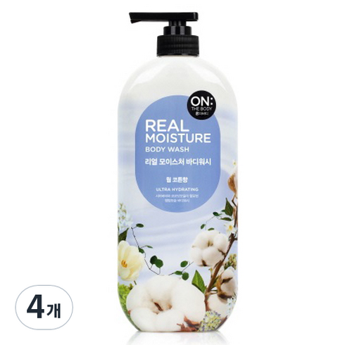 온더바디 리얼 모이스처 바디워시 웜 코튼향, 900g, 4개