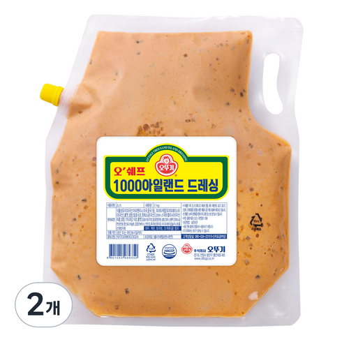 오뚜기 오쉐프 1000 아일랜드 드레싱, 2kg, 2개