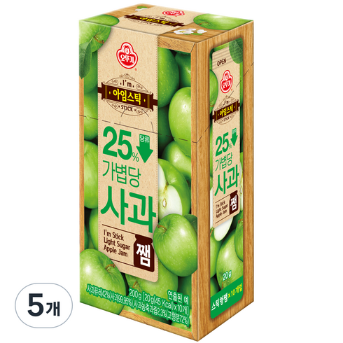 오뚜기 아임스틱 사과쨈, 5개, 200g