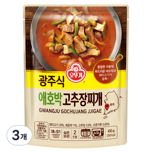 오뚜기 광주식 애호박 고추장찌개, 450g, 3개