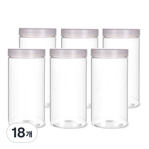 화이트1000ml - 팜스용기 팜스원형 밀폐용기 화이트 1000ml, 18개, 본체 + 뚜껑