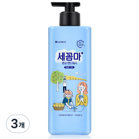 온더바디 세꼼마 항균 핸드워시 젤타입 레몬 버베나향, 480ml, 3개