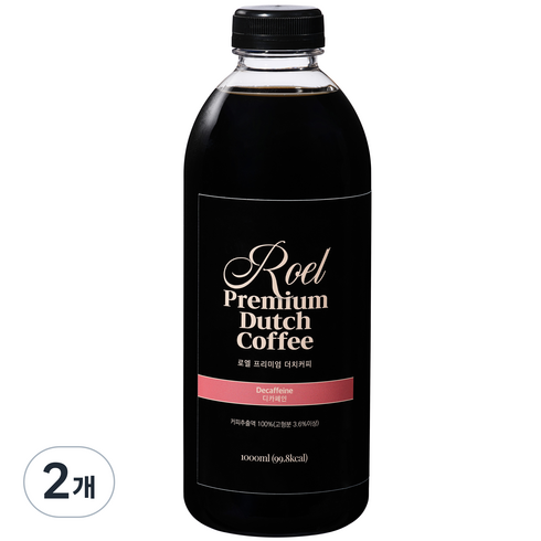 디카페인콜드브루 - 로엘 더치커피 콜드브루 원액 디카페인, 1L, 1개입, 2개, 1L