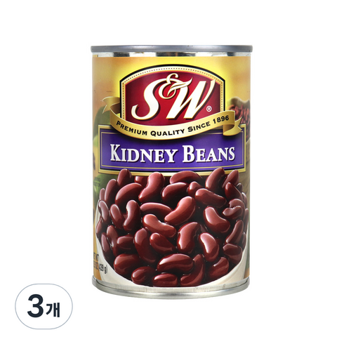 에스앤더블유 키드니빈스 통조림, 439g, 3개