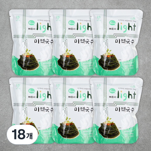 해조미 라이트19 미역국수, 300g, 18개