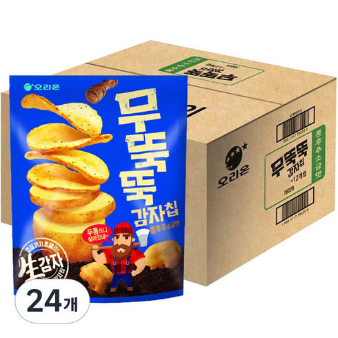 무뚝뚝감자칩 - 무뚝뚝감자칩 통후추 소금맛 과자, 60g, 24개