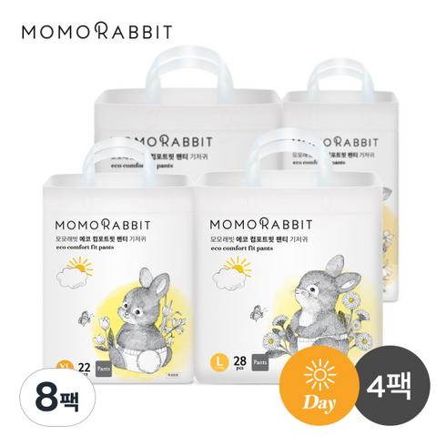 모모래빗 에코컴포트핏 팬티기저귀 유아용, 대형(L), 224매