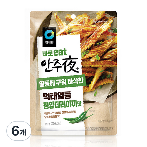 대상 청정원 안주야 먹태열풍 청양데리야끼맛, 25g, 6개