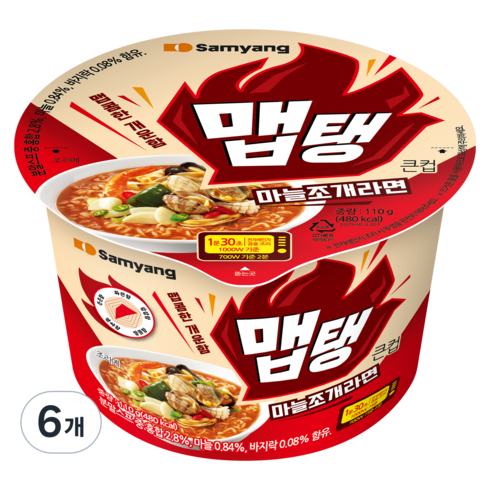 맵탱 - 맵탱 마늘조개라면 큰컵 110g, 6개