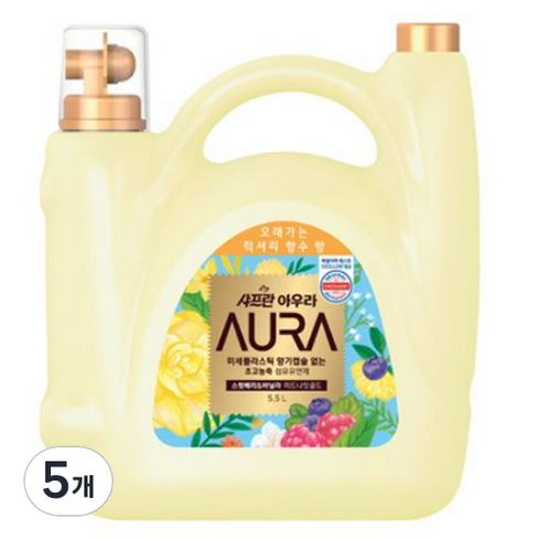 AURA 섬유유연제 미드나잇골드, 5.5L, 5개