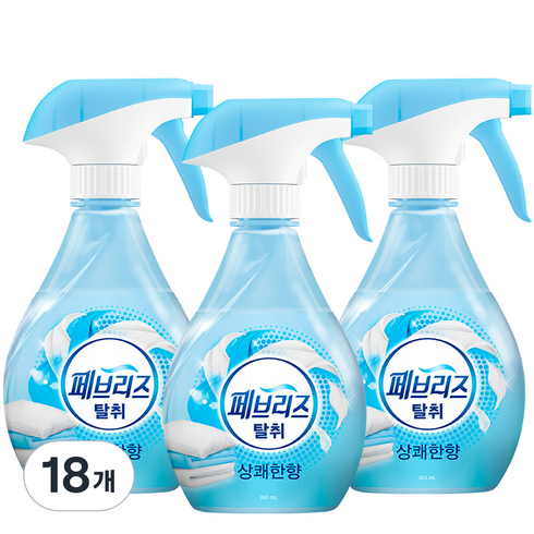 페브리즈 섬유탈취제 상쾌한향 본품, 360ml, 18개