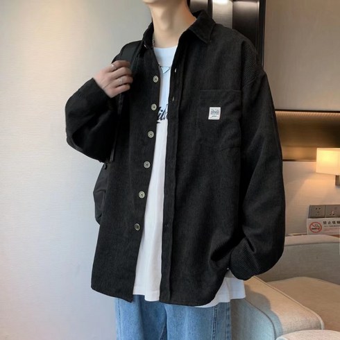 아이앤 남녀공용 오버핏 코듀로이 셔츠