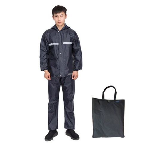 어반카 다용도 우비 상하의 + 가방 세트, 블랙