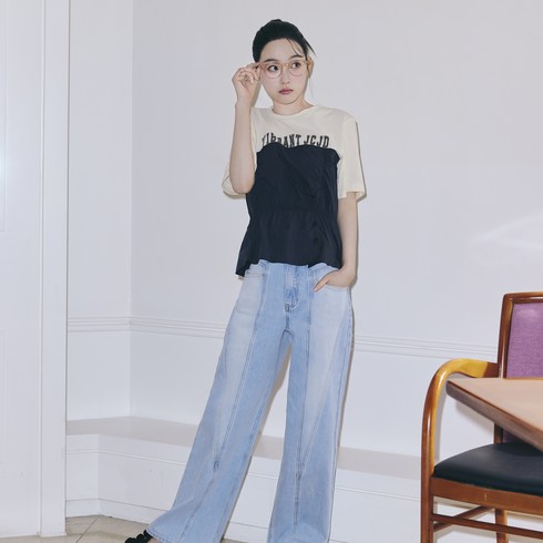 jxdp320e - 쥬시쥬디 여성용 J유니크 절개 와이드 데님 팬츠 ON JYDP32AB