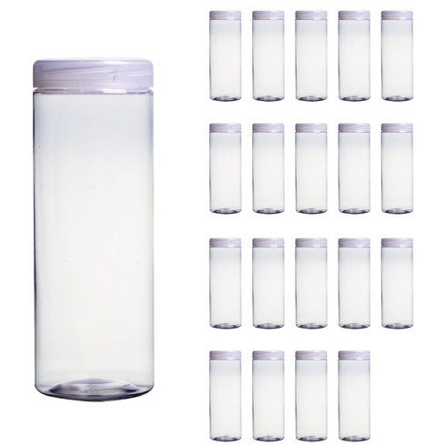 화이트1000ml - 서울패키지 곡물 분말 쿠키 투명용기 원형 화이트캡 1000ml, 20개