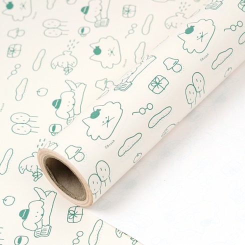 뭉구 보바 포인트 항균 종이 롤 포장지 10m, 1개, 카키