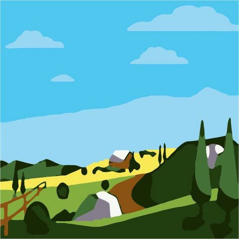 더웨일 DIY 유화 명화그리기 풍경 20 x 20 cm, 목장