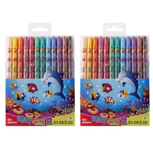 색연필 - 문교 바다 돌돌이 색연필, 12색, 2개