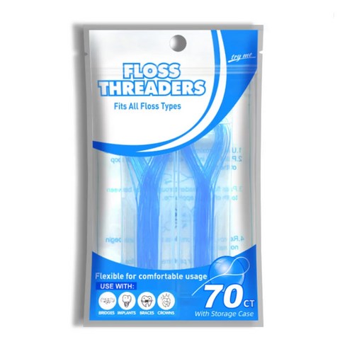 닥터치카 FLOSS THREADERS 교정용 브릿지 임플란트 치실, 70개입, 1개