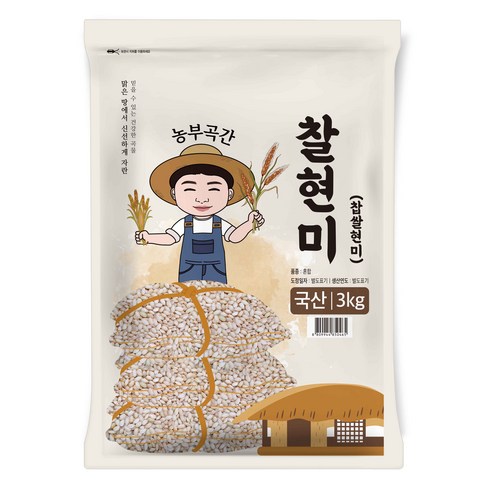 찰현미 - 농부곡간 국산 찰현미, 3kg, 1개