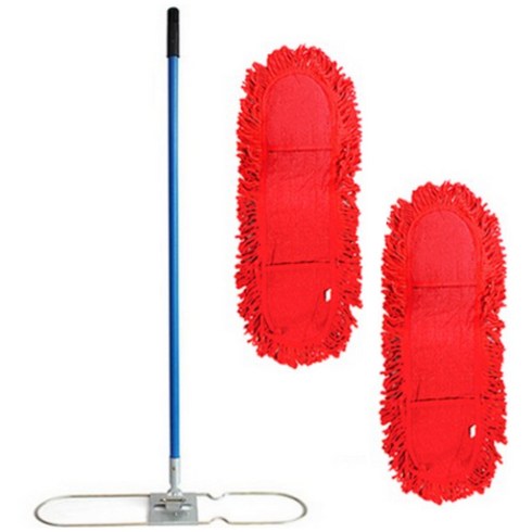 계단청소업체 - 월드크린 리스킹 기름 걸레 적색 90cm 2p+리스킹 판자루, 1세트