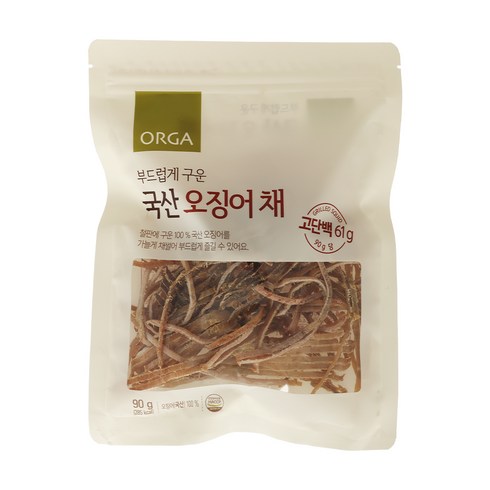 ORGA 부드럽게 구운 국산 오징어 채, 90g, 1개