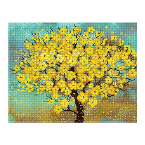 아이러브페인팅 DIY 보석십자수 캔버스형 정물 40 x 50 cm, 행운의 노란꽃나무, 1개