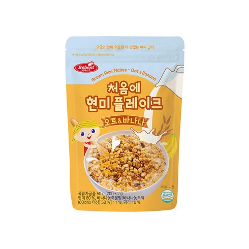 베베스트 처음에 현미 플레이크, 혼합맛(오트/바나나), 50g, 1개