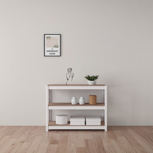 스피드랙 업그레이드형 홈던트하우스 철제 선반 3단, 화이트