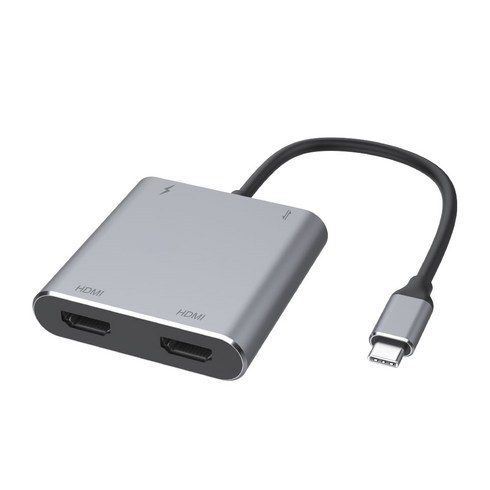 hdmi허브 - 뉴비아 4in1 듀얼 Type C HDMI 멀티 USB 허브 분배기 그레이, SDC-H2200