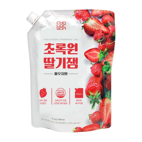 초록원딸기잼 - 초록원 딸기잼 파우치형, 1kg, 1개