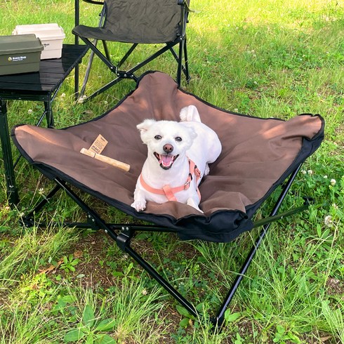 브리즈문 강아지 캠핑 해먹 의자 중형, 브라운, 1개