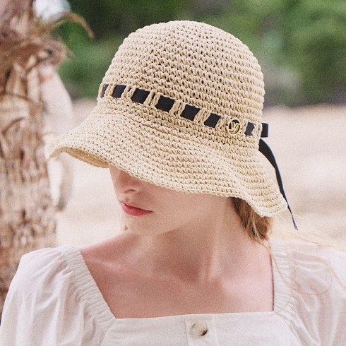 화이트샌즈 리본 지사 로제 버킷햇