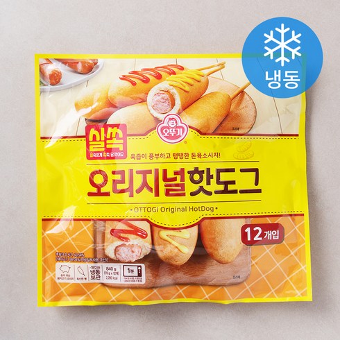 오뚜기 실쏙 오리지널 핫도그 12개입 (냉동), 840g, 1개