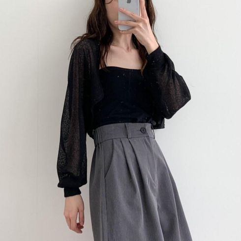 시프트에잇 국내제작 루즈핏 니트 볼레로 여름 가디건 간절기 여자 아우터