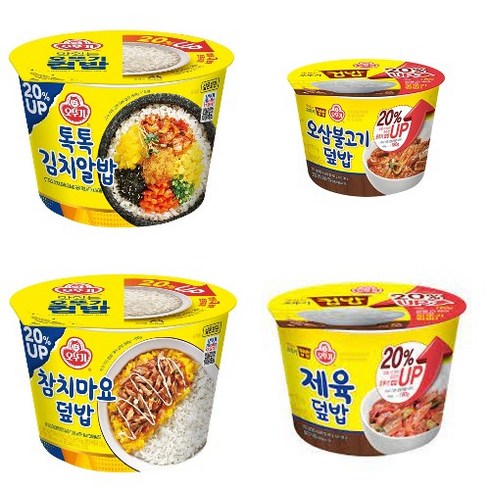 2023년 가성비 최고 컵밥 - 오뚜기 맛있는 컵밥 톡톡 김치알밥 222g x 3p + 참치마요덮밥 247g x 3p + 오삼불고기덮밥 310g x 3p + 제육덮밥 310g x 3p 세트, 1세트
