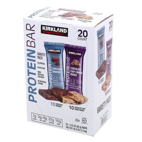 커클랜드시그니춰 프로틴 바 60g 초콜릿 브라우니 + 칩 쿠키 도우 프로틴바, 1.2kg, 1개