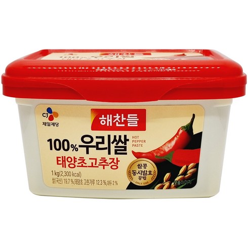 해찬들 100% 우리쌀 매운 태양초 고추장, 1kg, 1개